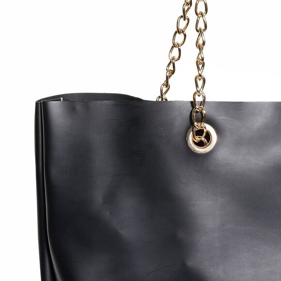 Vegan Leather Tote Purse on Chain Links Straps - Picture 4 of 5
